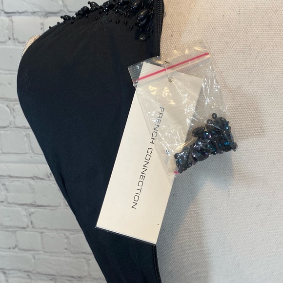 FRENCH CONNECTION Black Wizadora Beads Sleeveless V Neck Dress-0 - Picture 9 of 9